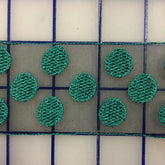 Ribbon Trim - 2-inch Green Polka Dots on Black Organza Ribbon Close-Out